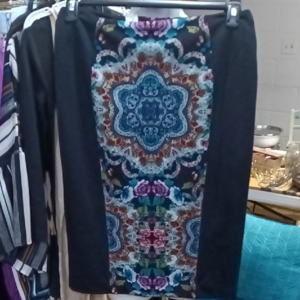 Nicole Black Skirt with Vibrant Pattern